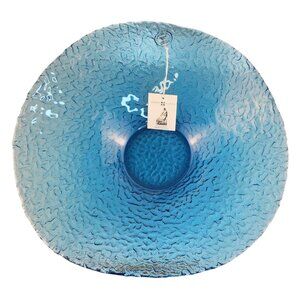 Murero Glass Empoli Italy Decorative Bowl Hand Blown Recycled glass Aqua Blue Te